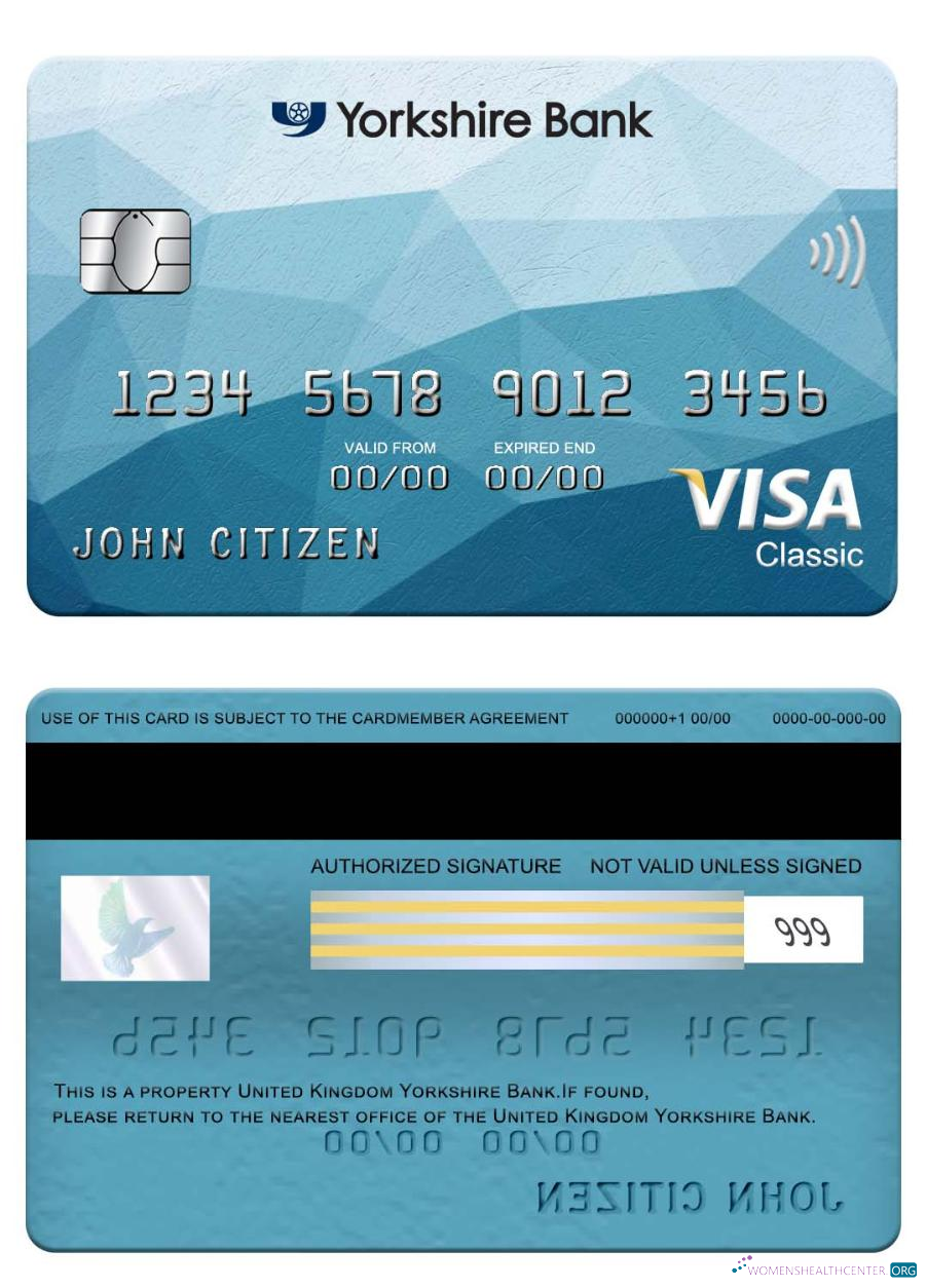 Download United Kingdom Yorkshire Bank visa classic card Photoshop template